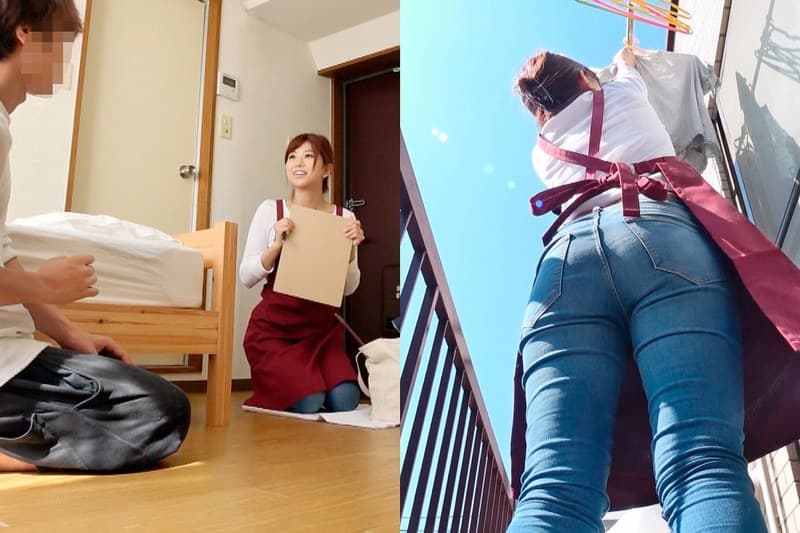 家事代行おばさんのピタパン尻に我慢できずにバックからねじ込むデカチン即ハメ! 5 「旦那がいるから…」断られても強引にイカせるイケメンの高速ピストン口説きSEXを完全収録!!魅惑の若チ○ポに心奪われたデカ尻妻が旦那では味わえない連続絶頂! ちなつ